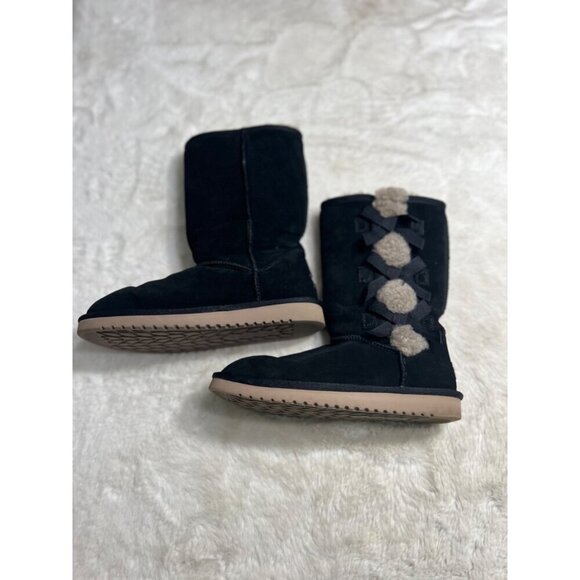 Koolaburra Victoria Spencer suede black fur boot women size 7 - Picture 7 of 9